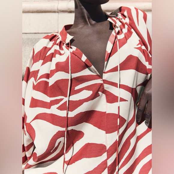 NEW W TAG BLOGGER FAVE OVERSIZED TIE DETAIL ZEBRA PRINT DRESS SIZE LARGE - Picture 4 of 9